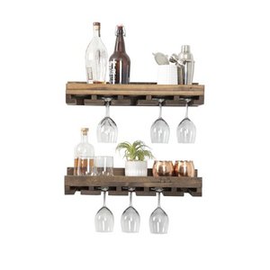 lot 2558 image: Del Hutson Designs Rustic Luxe Stemware Shelf Set