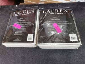 lot 2563 image: Lauren Ralph Lauren Vienna Light Filtering Back Tab Rod Pocket Curtain Panel Pair 54x108