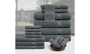 lot 2566 image: 18 Piece 100% Cotton Premium Hotel Quality Towel Set Cotton in Navy One Size