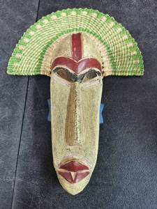 lot 2567 image: Handmade Yellow Akoni African Wood Mask