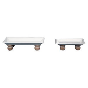lot 3614 image: Foreside Home & Garden Set of 2 White Metal Decorative Storage Trinket Tray with Wood Ball Feet
