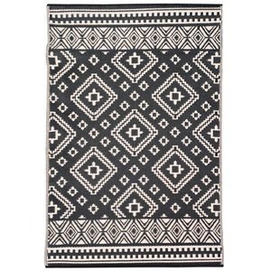 lot 3617 image: Lightweight Indoor  Outdoor Reversible Plastic Rug Venice Black and Taupe 4x6 ft