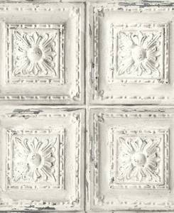 lot 3627 image: NextWall Distressed Tin Tile Peel and Stick Wallpaper