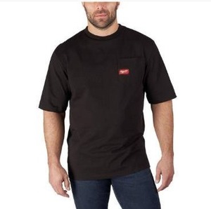 lot 942 image: Milwaukee petite Mens Large Black Heavy Duty CottonPolyester Short-Sleeve Pocket T-Shirt