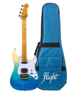 lot 3557 image: Flight Rock Series Pathfinder Electric Solid-Body Tenor Ukulele - Trans Blue - Retail $314.99