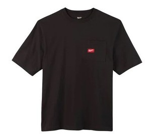 lot 3592 image: Milwaukee petite Mens Large Black Heavy Duty CottonPolyester Short-Sleeve Pocket T-Shirt