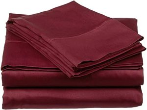 lot 708 image: Life Style Collection Full Size 1200 Thread Count Sheet Set, Red