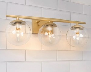 lot 2575 image: Modern 3-light Bathroom Vanity Lights Gold Wall Sconce for Powder Room - L22x H8.5x E7.5- Retail$174.99