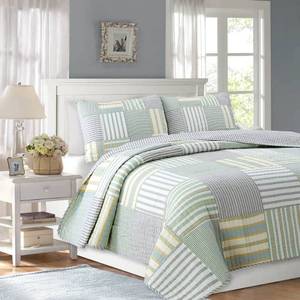 lot 2581 image: Spa Stripes Patchwork Quilt Set- Retail$78.48