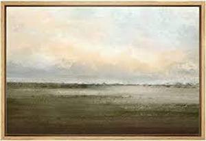 lot 666 image: Watercolor Dusk Over Green Field Framed Painting, 24x36