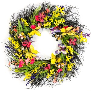 lot 3625 image: Purlple Yellow Pink Artificial Wreath