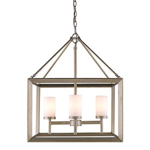 lot 58445 image: Smyth 4 Light Chandelier, White Gold and Opal Glass