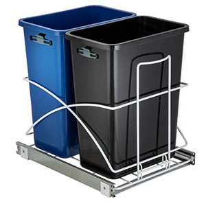 lot 58458 image: Home Zone Living Under Cabinet Pull Out Dual Trash Can  (15 Gallon)