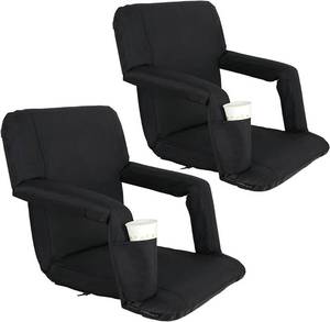 lot 58475 image: Smartxchoices Portable Padded Stadium Seats Chairs, Black  (2 Pack)