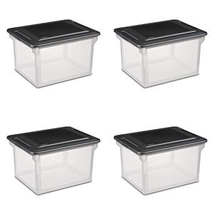 lot 58479 image: Sterilite Storage File Box, Black  (4 Pack)