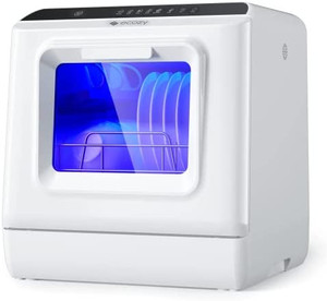 lot 58480 image: Ecozy Portable Countertop Mini Dishwasher, White (Retails $369)