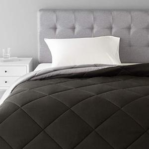 lot 58482 image: Amazon Basics Reversible, Lightweight Microfiber Comforter Blanket, Black and Grey    (TwinTwin XL)