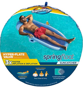 lot 59433 image: SwimWays Spring Float SunCatcher Pool Lounge Chair with Hyper Flate Valve, Aqua  (Not like stock photo)