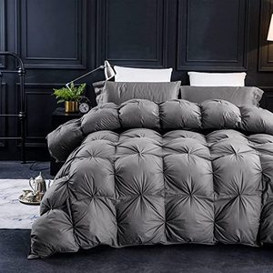 lot 59434 image: Three Geese Pinch Pleat Goose Feathers Down Comforter Set, Grey  (King Size)
