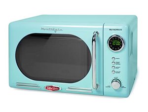 lot 59440 image: Nostalgia Retro Compact Countertop Microwave Oven, Aqua  (0.7 Cu Ft)