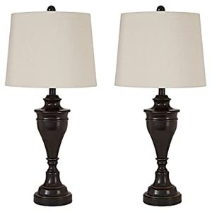 lot 59449 image: Signature Design by Ashley Darlita Metal Table Lamps, Bronze  (Set of 2)