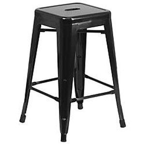 lot 59472 image: Flash Furniture Commercial Grade High Backless Black Metal Indoor-Outdoor Counter Height Stool with Square Seat  (24)
