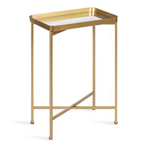 lot 59503 image: Kate and Laurel Celia Modern Rectangular Mirrored Tray Side Table, Gold  (18 x 12 x 26)