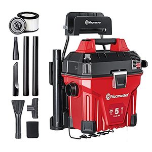 lot 59506 image: Vacmaster Wall-Mount WetDry Vacuum with Remote Control, Red  (5 Gallon)