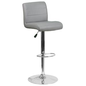 lot 59516 image: Flash Furniture Contemporary Gray Vinyl Adjustable Height Barstool with Rolled Seat and Chrome Base
