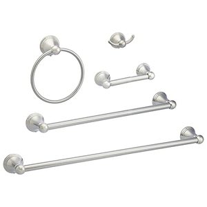 lot 60981 image: Amazon Basics Bathroom Hardware Set, Satin Nickel  (5pcs)