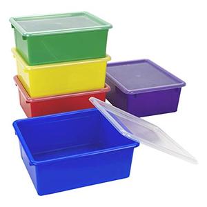 lot 61480 image: Storex Letter Size Deep Storage Tray Organizer Bins, Black  (5 Pack)