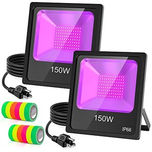 lot 61483 image: Black Light Glow Party UV Flood Lights with Plug  (2 Pack)