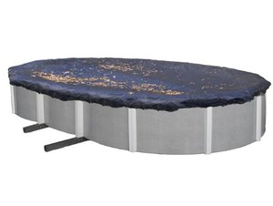 lot 61495 image: Blue Wave Oval Leaf Net Above Ground Pool Cover, Black  (15 x 30)