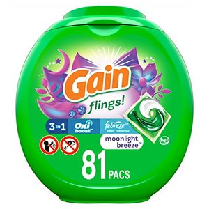 lot 61502 image: Gain Flings HE Laundry Detergent Soap Pods, Moonlight Breeze Scent  (4ct)