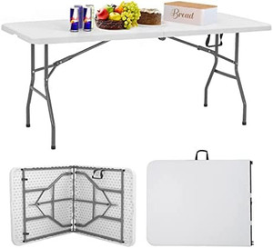 lot 61900 image: Portable Plastic Folding Table, White (6)