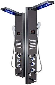 lot 61902 image: ELLO & ALLO LED Shower Panel Tower System, Brushed Black