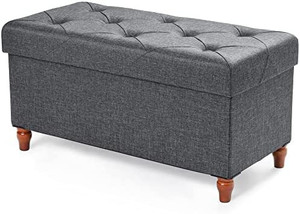 lot 61903 image: Faux Leather Ottoman with Storage, White  (30)
