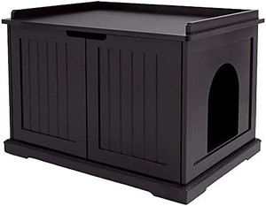 lot 61905 image: Unipaws Designer Cat Washroom Storage Bench, White