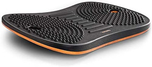 lot 61918 image: FEZIBO Wooden Wobble Balance Board Stability Rocker with Ergonomic Design Comfort Floor Mat, Medium, Obsidian Black