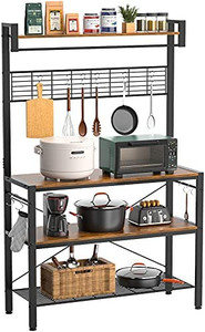 lot 61924 image: Armocity Kitchen Bakers Rack with Hutch, Rustic Brown