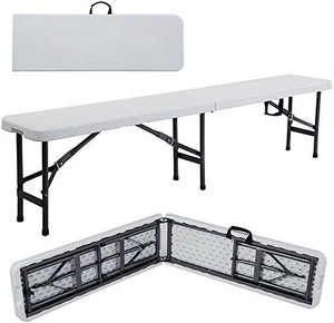 lot 61925 image: Plastic Foldable Bench, Off White   (6)  (2ct)