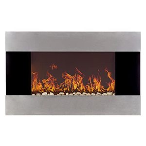 lot 62321 image: Northwest Wall-Mounted Electric Fireplace With Remote Control, Stainless Steel