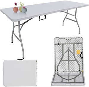 lot 62322 image: BOSOVELPortable Plastic Folding Table, White (6)