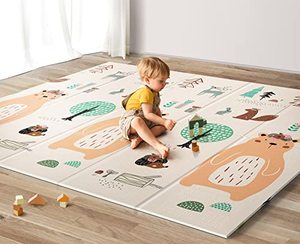 lot 62344 image: UANLAUO Large Waterproof Foldable Baby Play Floor Mat with Travel Bag  (71 x 79)