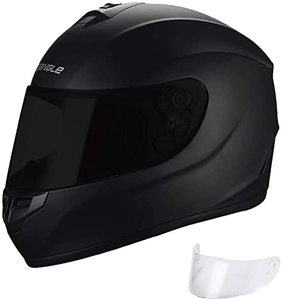 lot 62716 image: TRIANGLE Lightweight Full Face Motorcycle Street Bike Helmet with Extra Clear Visor, Matte Black  (XL)