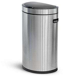 lot 62724 image: Home Zone Living Touchless Sensor Kitchen Trash Can, Stainless Steel  (13 Gallon)