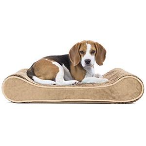 lot 62729 image: Furhaven Minky and Velvet Luxe Lounger Orthopedic Pet Bed, Camel