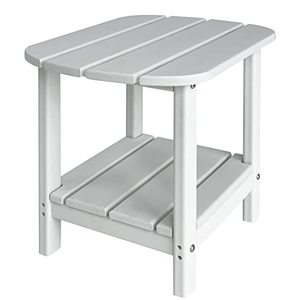 lot 62738 image: LZRS Double Adirondack Square Outdoor Side Table, White