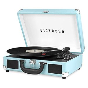 lot 62745 image: Victrola Vintage Bluetooth Record Player, Turquoise