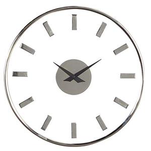 lot 62770 image: Deco 79 Modern Aluminum Round Wall Clock, Silver  (14 x 2 x 14)